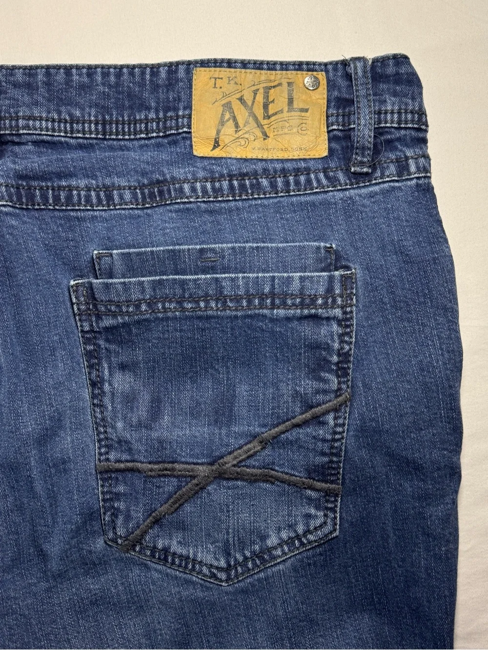 TK AXEL Straight Fit Blue Denim Jeans Mid Rise Men’s Tagged 38x32 Measures 38x30